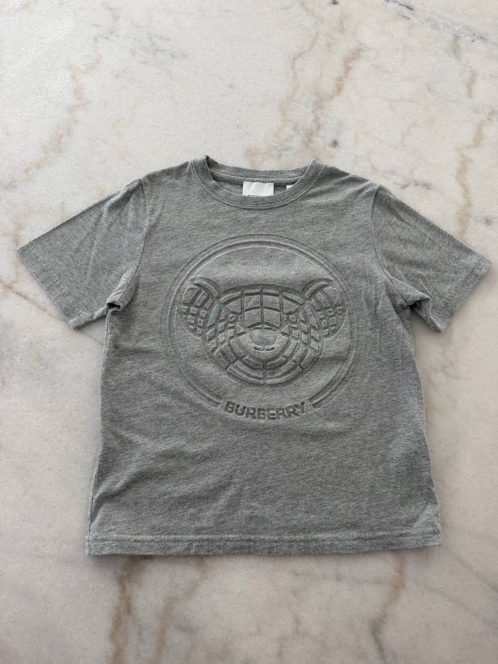 Burberry Grey Embossed Bear Logo Short Sleeve Tee